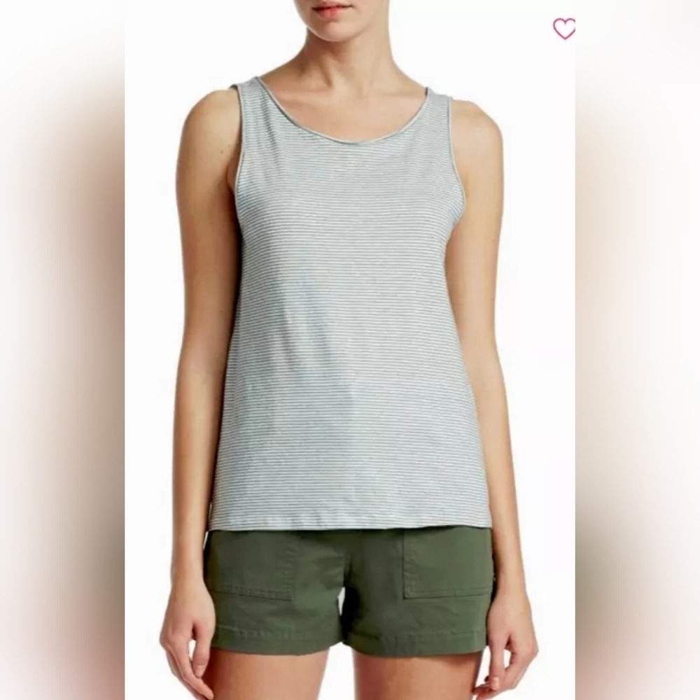 ❤️ THEORY LINEN TANK TOP, STRIPES, MEDIUM